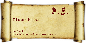 Mider Elza névjegykártya
